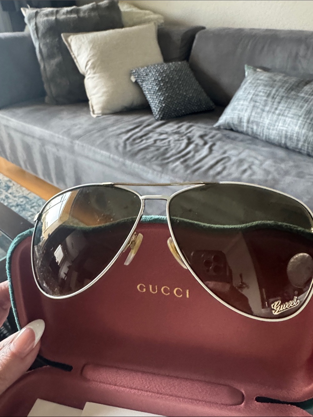 Gucci Gold Frame Sunglasses with Brown Gradient Lenses